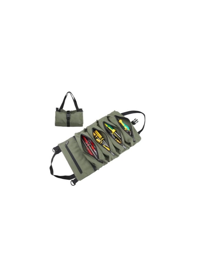 Purpose Tool Roll Up Pouches With Zipper Electricians Wrench Tool Roll Organizer (green) - Image 1